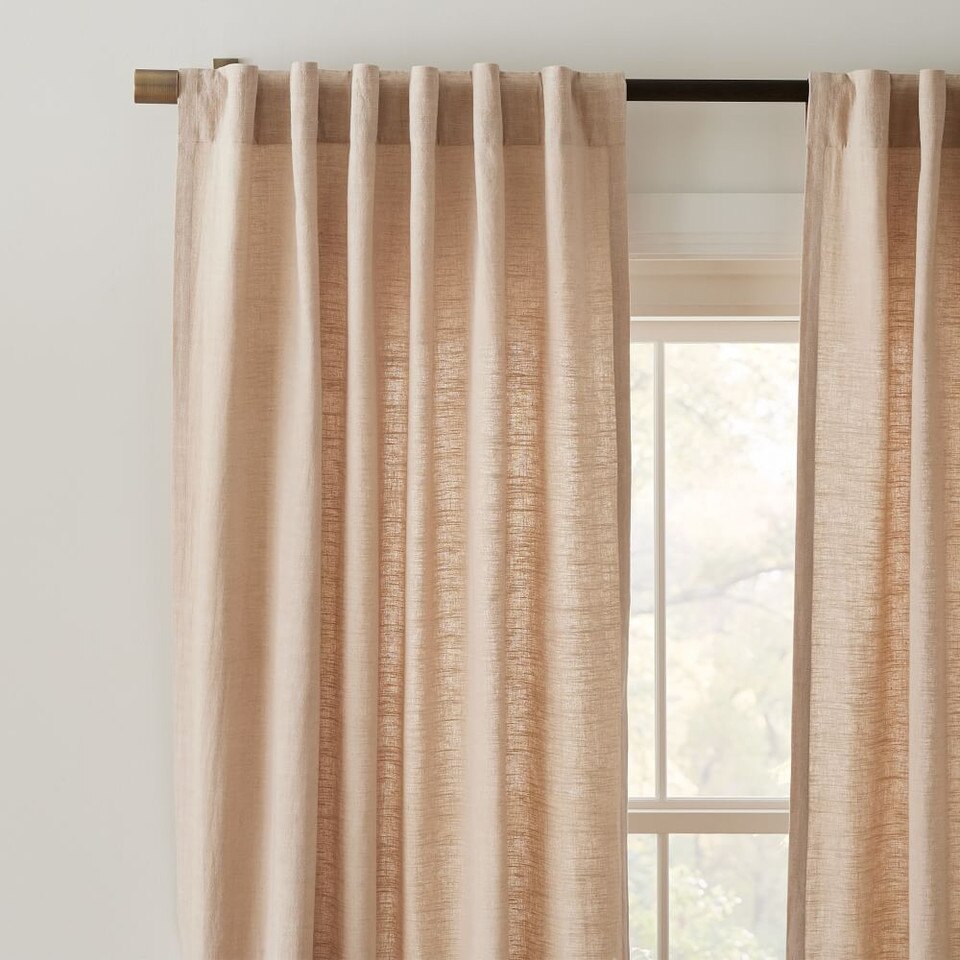 Textured Luxe Linen Curtain - Sand - West Elm UK